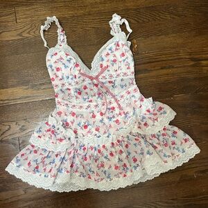 For Love And Lemons Pink and Blue Floral Chemise